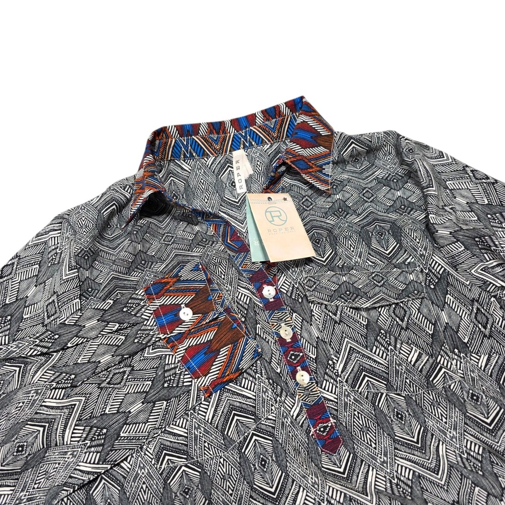 NEW Roper Aztec Print Western Dress Long Sleeve Button Up Top Womens Size XS